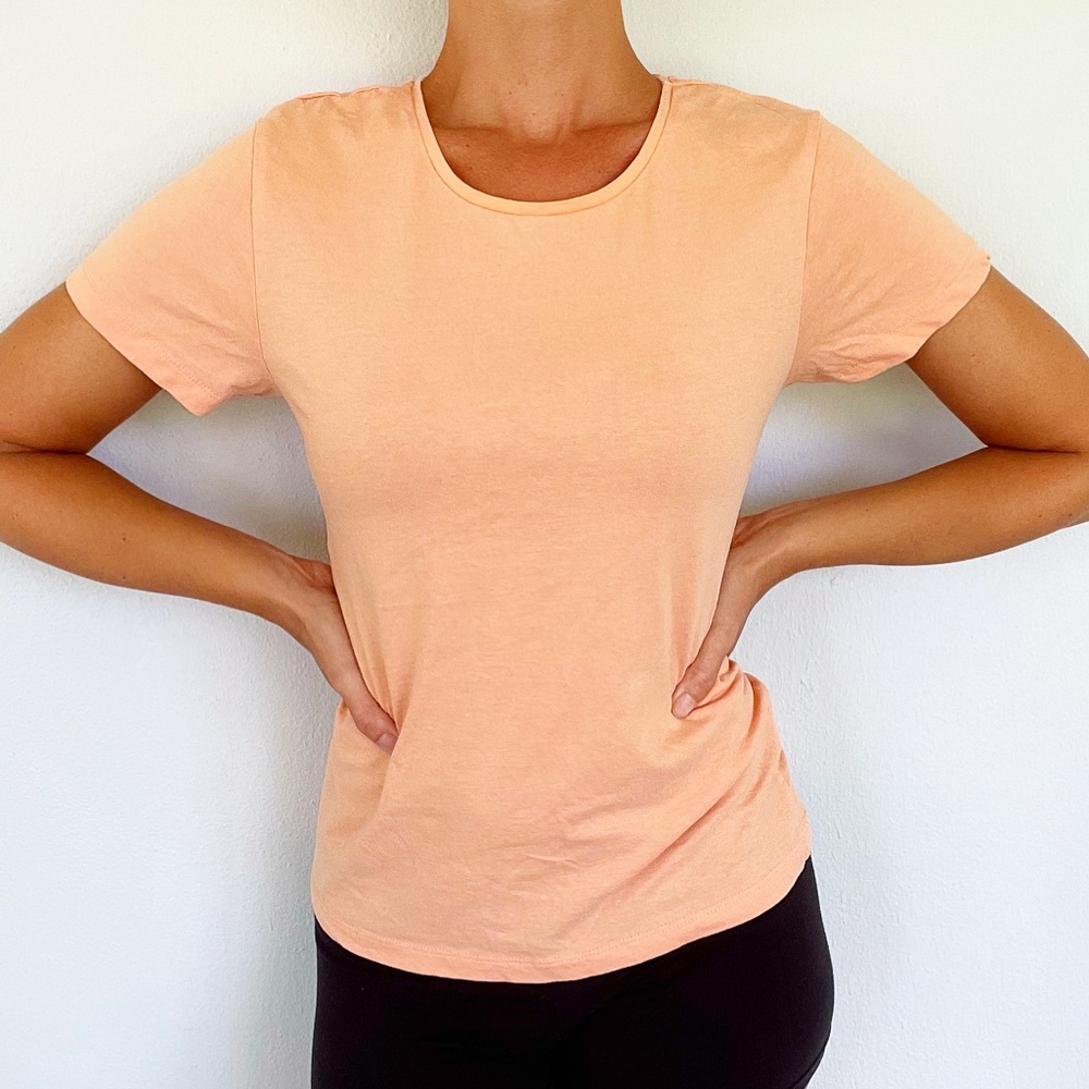 Primark neon orange casual cotton crew neck tee size small